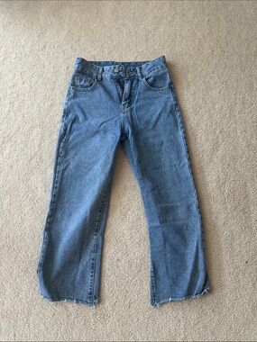 High-Rise Wide Leg Blue Denim Jeans